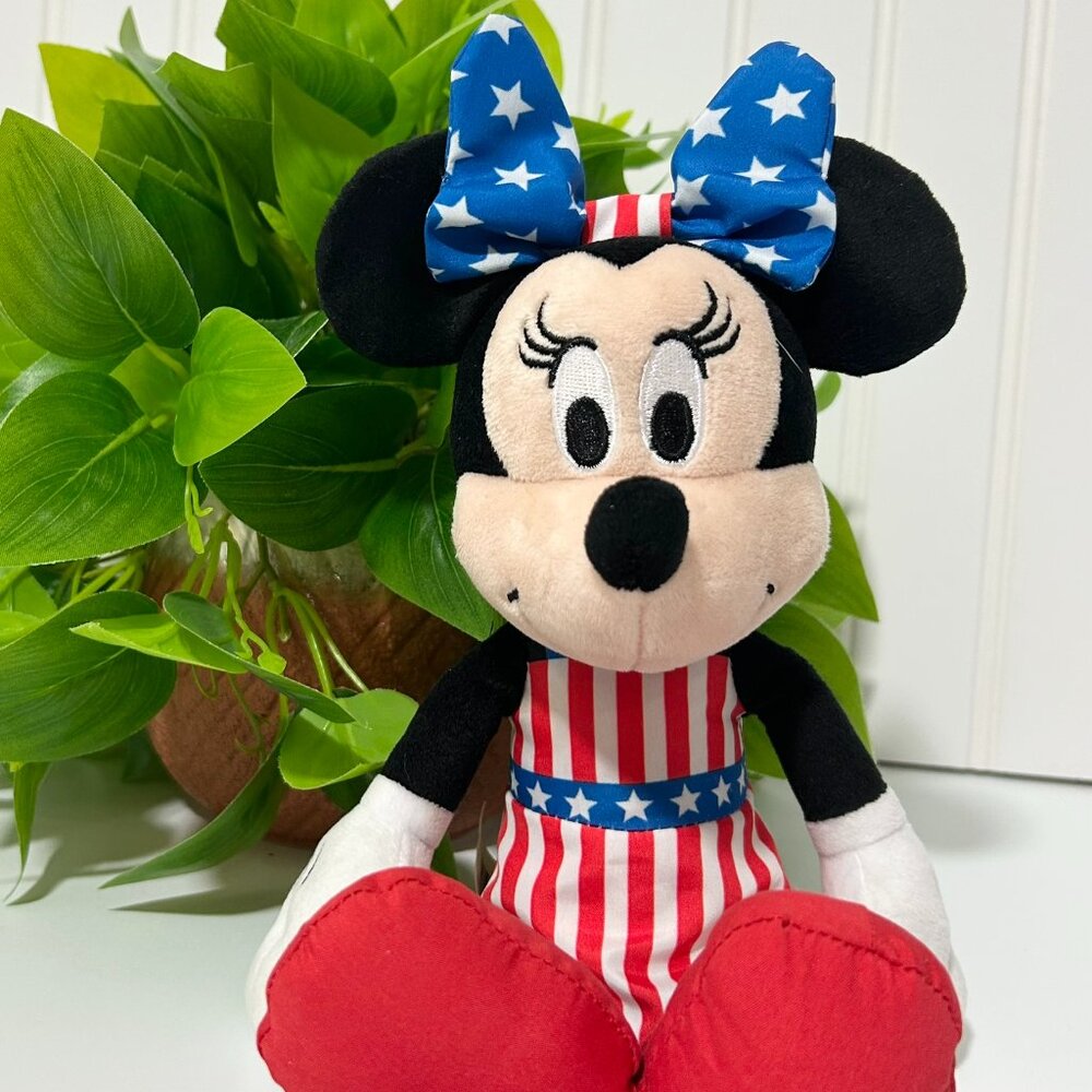 Disney Americana Minnie Plush  – USA Flag Style Dress & Blue Stars